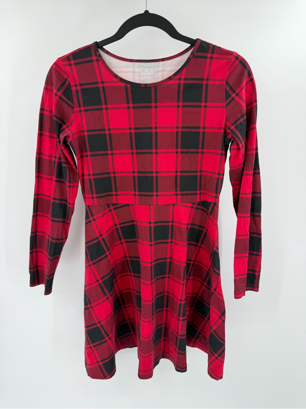 The Children's Place Red Plaid Long-Sleeve Girls Dress Size XL/14